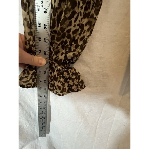 L Love Women's Medium Long Sleeved Leopard Print Sheer Blouse - Picture 10 of 10